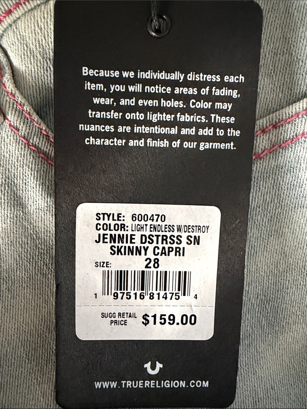 True Religion Light Endless Jennie Distress Capris 28 - Picture 10 of 12